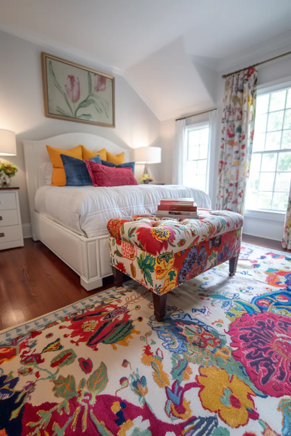 Bedroom with multi-purpose ottoman