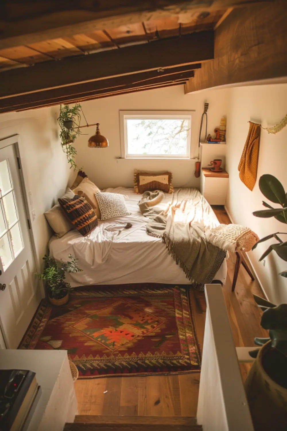 Cozy lofted boho reading nook