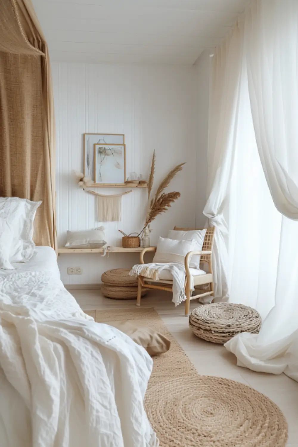 Scandinavian simple boho reading nook