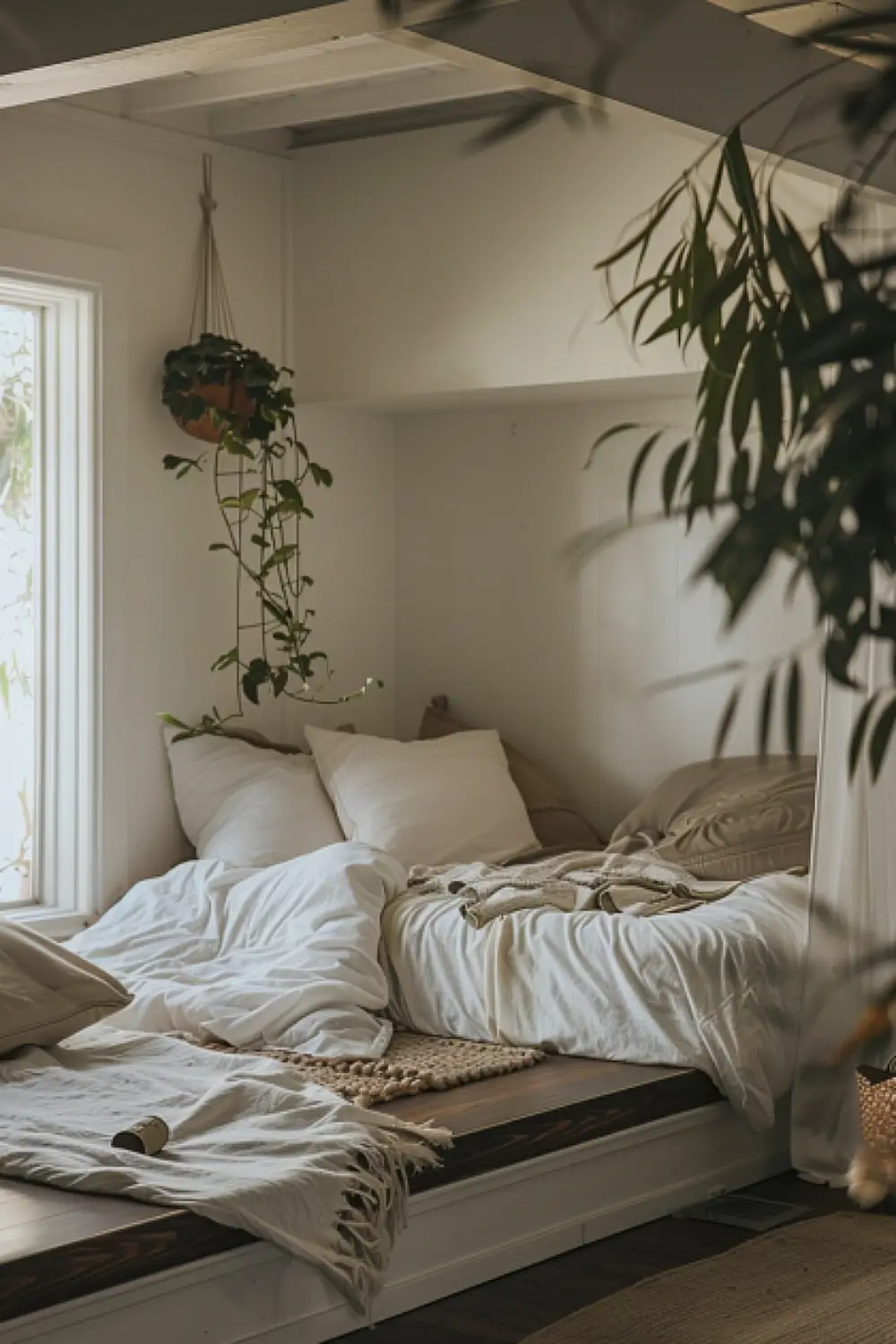 Zen meditation boho reading nook with tranquil design