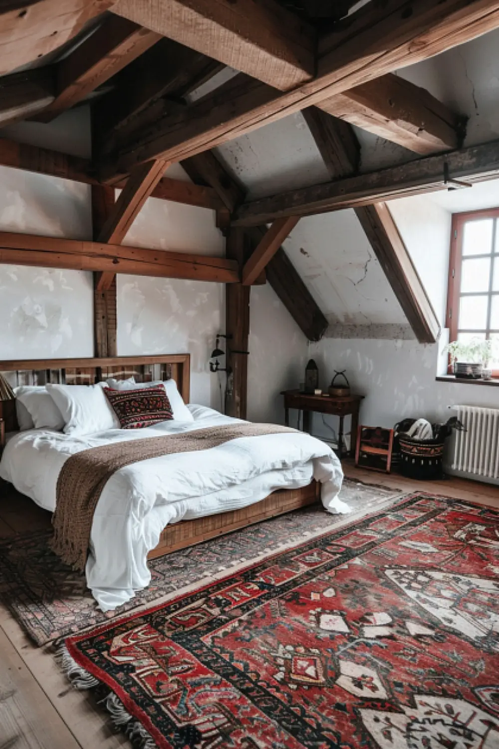 Cozy small bedroom with rustic and boho decor