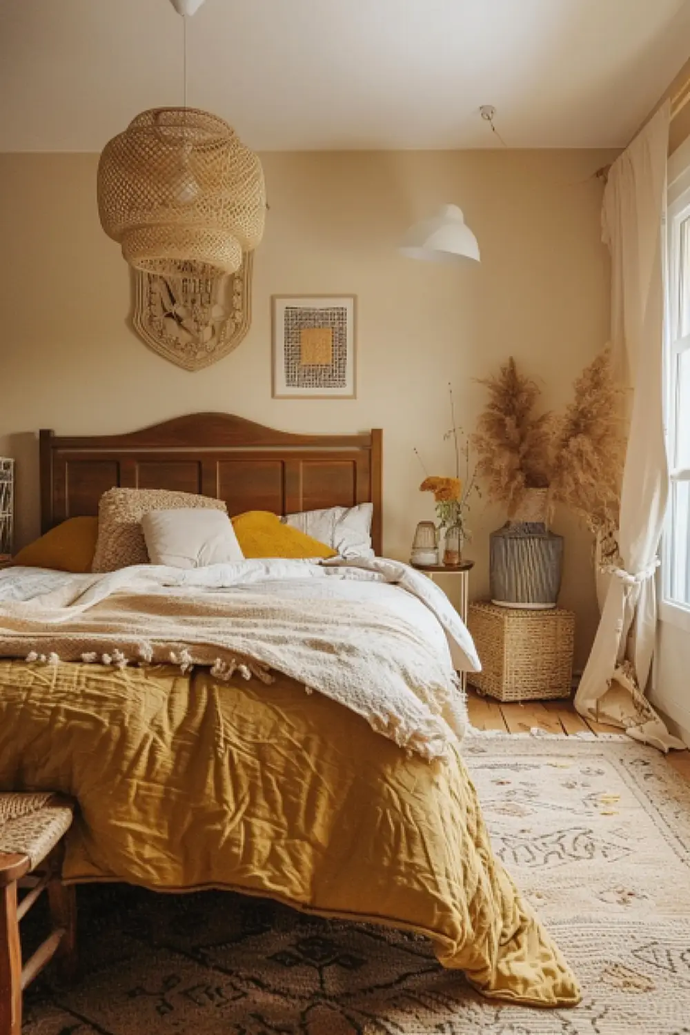 Cozy Boho Bedroom with Butterscotch Yellow Accents